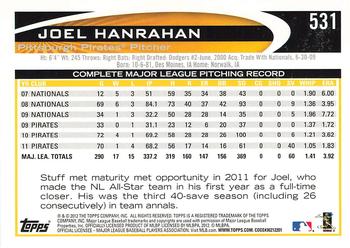2012 Topps - Gold Sparkle #531 Joel Hanrahan Back