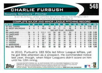 2012 Topps - Gold Sparkle #548 Charlie Furbush Back