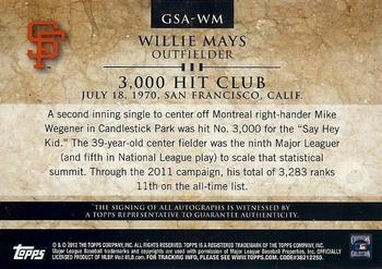 2012 Topps - Gold Standard Autographs #GSA-WM2 Willie Mays Back