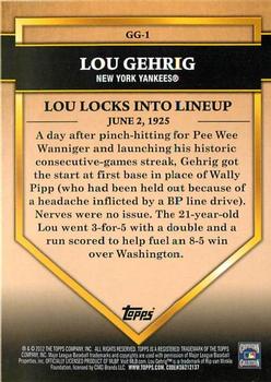 2012 Topps - Golden Greats #GG-1 Lou Gehrig Back