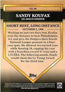 2012 Topps - Golden Greats #GG-46 Sandy Koufax Back
