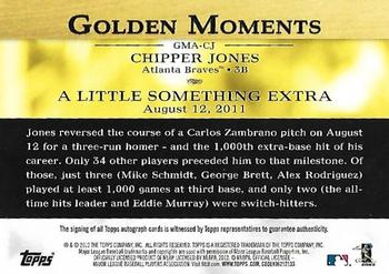 2012 Topps - Golden Moments Autographs #GMA-CJ Chipper Jones Back