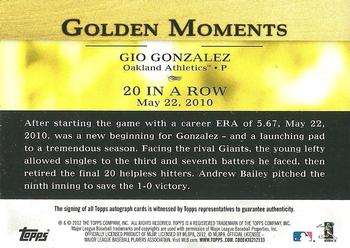 2012 Topps - Golden Moments Autographs #GMA-GG2 Gio Gonzalez Back