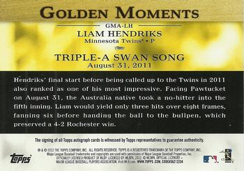 2012 Topps - Golden Moments Autographs #GMA-LH Liam Hendriks Back