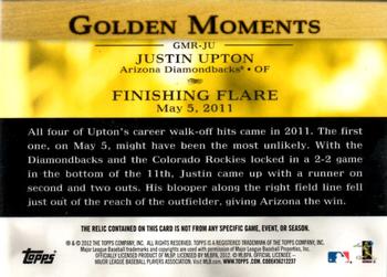 2012 Topps - Golden Moments Relics #GMR-JU Justin Upton Back
