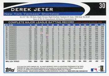 2012 Topps - Red #30 Derek Jeter Back