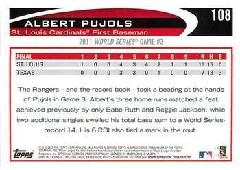 2012 Topps - Red #108 Albert Pujols Back