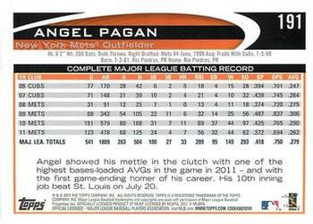 2012 Topps - Red #191 Angel Pagan Back