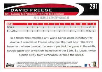 2012 Topps - Red #291 David Freese Back