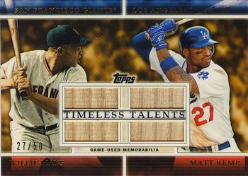 2012 Topps - Timeless Talents Dual Relics #TTDR-MK Willie Mays / Matt Kemp Front