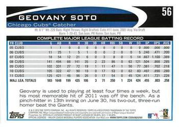 2012 Topps - Blue #56 Geovany Soto Back
