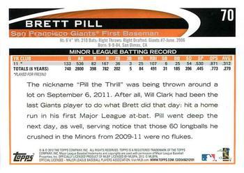 2012 Topps - Blue #70 Brett Pill Back