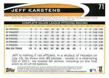 2012 Topps - Blue #71 Jeff Karstens Back
