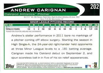 2012 Topps - Blue #202 Andrew Carignan Back