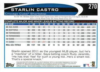 2012 Topps - Blue #270 Starlin Castro Back