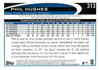 2012 Topps - Blue #313 Phil Hughes Back