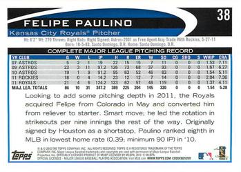2012 Topps - Blue #38 Felipe Paulino Back