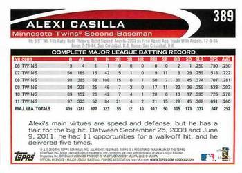 2012 Topps - Blue #389 Alexi Casilla Back