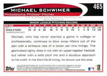 2012 Topps - Blue #465 Michael Schwimer Back