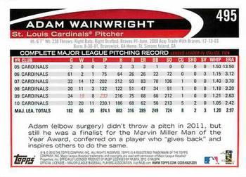 2012 Topps - Blue #495 Adam Wainwright Back
