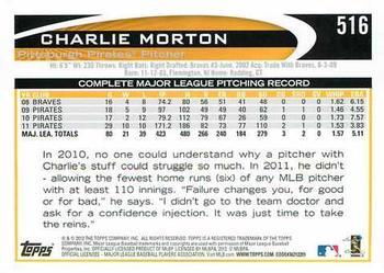 2012 Topps - Blue #516 Charlie Morton Back