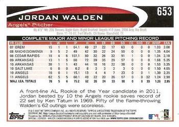 2012 Topps - Blue #653 Jordan Walden Back