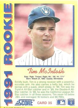 1991 Score Rookies #35 Tim McIntosh Back