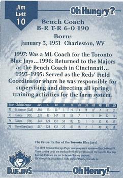1998 Oh Henry! Toronto Blue Jays SGA #NNO Jim Lett Back