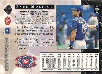 1995 Post Canada Anniversary Edition #3 Paul Molitor Back