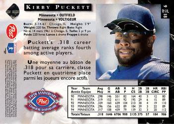 1995 Post Canada Anniversary Edition #9 Kirby Puckett Back