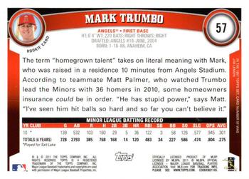 2011 Topps - Cognac Diamond Anniversary #57 Mark Trumbo Back