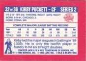 1992 Donruss Cracker Jack II #32 Kirby Puckett Back