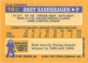 1991 Topps Cracker Jack Series Two #14 Bret Saberhagen Back