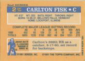 1991 Topps Cracker Jack Series Two #2 Carlton Fisk Back