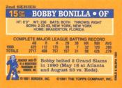 1991 Topps Cracker Jack Series Two #15 Bobby Bonilla Back
