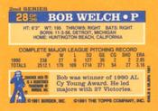 1991 Topps Cracker Jack Series Two #28 Bob Welch Back