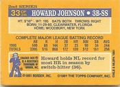 1991 Topps Cracker Jack Series Two #33 Howard Johnson Back