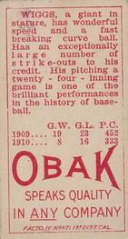1909-11 Obak (T212) #NNO James Wiggs Back