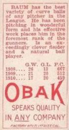 1909-11 Obak (T212) #NNO Spider Baum Back