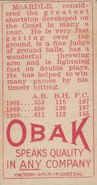 1909-11 Obak (T212) #NNO Roy McArdle Back