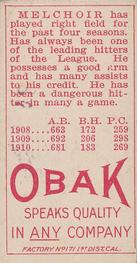 1909-11 Obak (T212) #NNO Henry Melchoir Back
