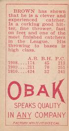 1909-11 Obak (T212) #NNO Drummond Brown Back