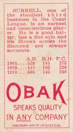 1909-11 Obak (T212) #NNO Len Burrell Back