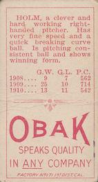 1909-11 Obak (T212) #NNO Victor Holm Back