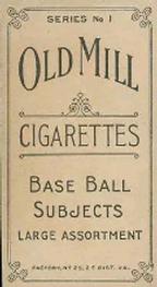 1910 Old Mill Cigarettes T210 #NNO Arthur Long Back