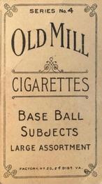 1910 Old Mill Cigarettes T210 #NNO Bonno Back