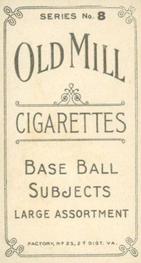 1910 Old Mill Cigarettes T210 #NNO Tom Carson Back