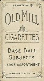 1910 Old Mill Cigarettes T210 #NNO Joe Pepe Back