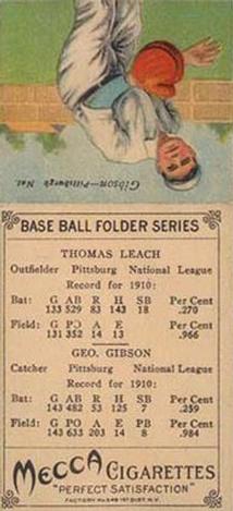 1911 Mecca Double Folders T201 #NNO Tommy Leach / George Gibson Back
