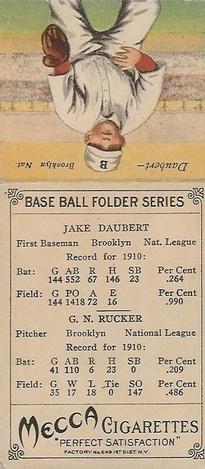 1911 Mecca Double Folders T201 #NNO Nap Rucker / Jake Daubert Back